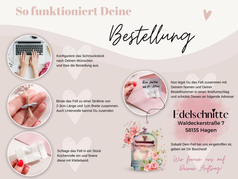 Sieraden van dierenhaar | Nala Mini | Halsketting met dierenbont | Herdenkingssieraden | Souvenirsieraden | Sieraden van dierenbont | Sieraden van as Edelschnitte afbeelding 3