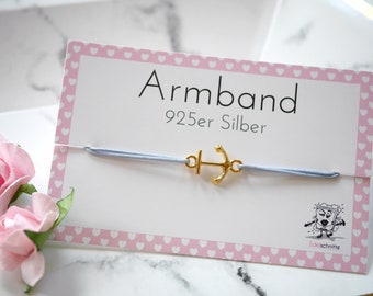 Armband "Anker" 925er Silber / Gold / 23 Farben