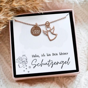 Necklace "Guardian Angel" with engraving, 925 silver rose gold, including gift box