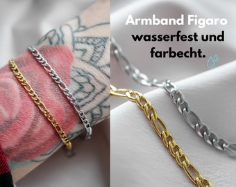 Armband "Figaro" Edelstahl GOLD oder SILBER, einstellbar