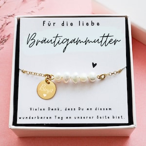 Pearl bracelet "Mother of the Groom" with engraving / gold-plated 925 silver