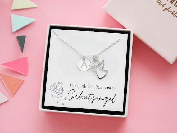 gravur Halskette Schutzengel mit Gravur 925er Silber, inkl. Geschenkbox - Etsy 日本