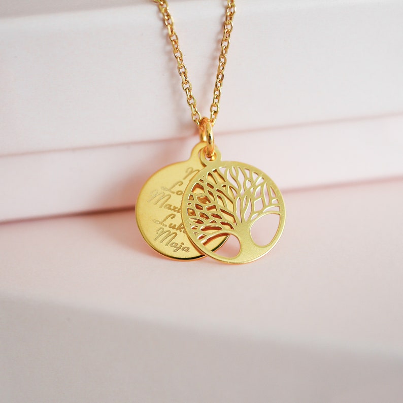 Family necklace Tree 925 silver / gold Mothers Day image 2