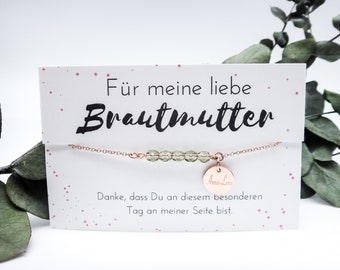 Glasperlen Armband "Brautmutter" mit Wunschgravur 925er Silber Rosé vergoldet