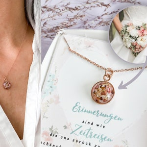 Necklace / pendant "Belle Mini" from your bridal bouquet / 925 silver rose gold plated