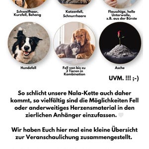 Möglichkeiten Tierhaar, Krallen,Tierasche oder einen Hundezahn einzufassen.