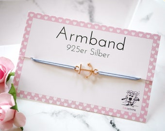 Armband "Anker" 925er Silber / Rosé / 23 Farben