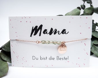 Glasperlen Armband "Mama" mit Wunschgravur 925er Silber Rosé vergoldet