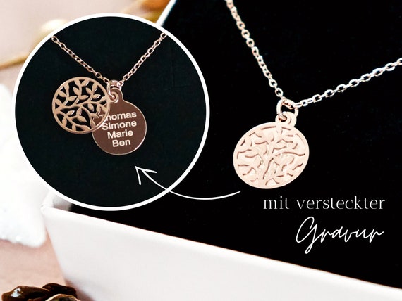 Personalized Family Tree Necklace with Semi-Precious Stone in 18K Gold  Vermeil - MYKA