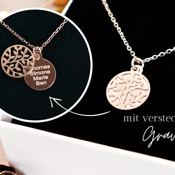 Name necklace "Tree of Life" / 925 silver / rose gold / family necklace / engraving / family