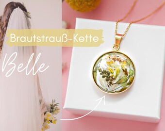 Necklace / Pendant "Belle" made of your bridal bouquet / 925 silver gold plated