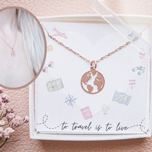 Necklace "My World" 925 silver / rose gold / world map / globe chain / world map