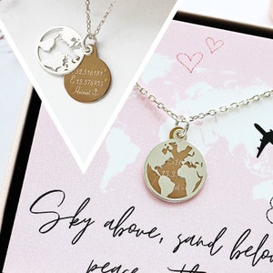Kette "Engrave my world" 925er Silber mit Wunschgravur / Bicolor / Silber-Rosé  / Namenskette / Globuskette  / Weltkarte