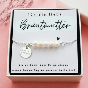 Pearl bracelet "Mother of the Bride" with engraving / 925 silver