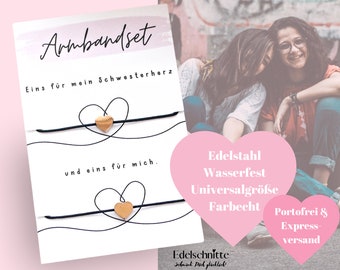 Armbandset "Schwesterherz" Roségold EDELSTAHL & WASSERFEST