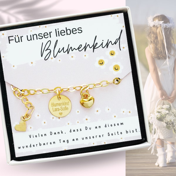 Armband "Blumenkind" 925er Silber vergoldet, mit Wunschgravur