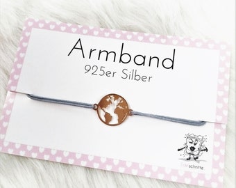 Armband “Globetrotter“ 925er, Rosé / 23 Farben