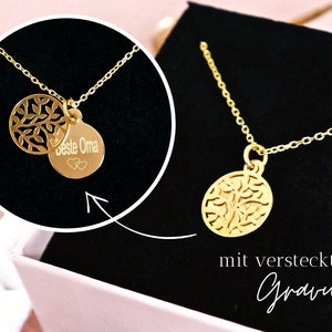 Naamketting "Tree of Life" / 925 zilver / goud / familieketting / gravure / familie