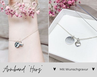 Armband "Herz" mit Wunschgravur Silber