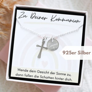 Necklace Cross with desired engraving 925 silver / communion image 1