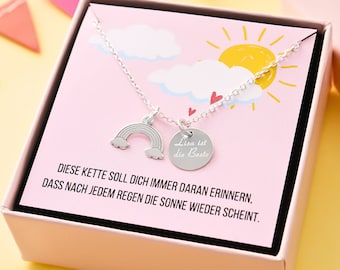 Halskette "Rainbow" mit Wunschgravur/ 925er Silber / Mutmacher