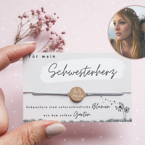 Armband &quot;Schwesterherz&quot; mit Wunschgravur 925er Silber Rosé vergoldet