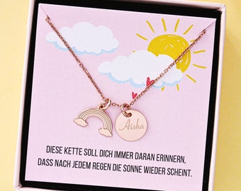 Halskette "Rainbow" mit Wunschgravur/ 925er Silber Rosé vergoldet / Mutmacher
