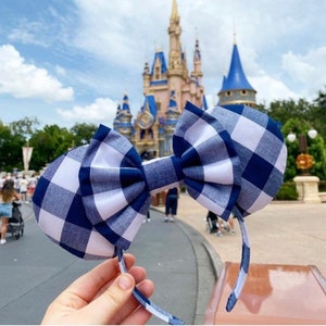 Navy Blue Gingham Ears