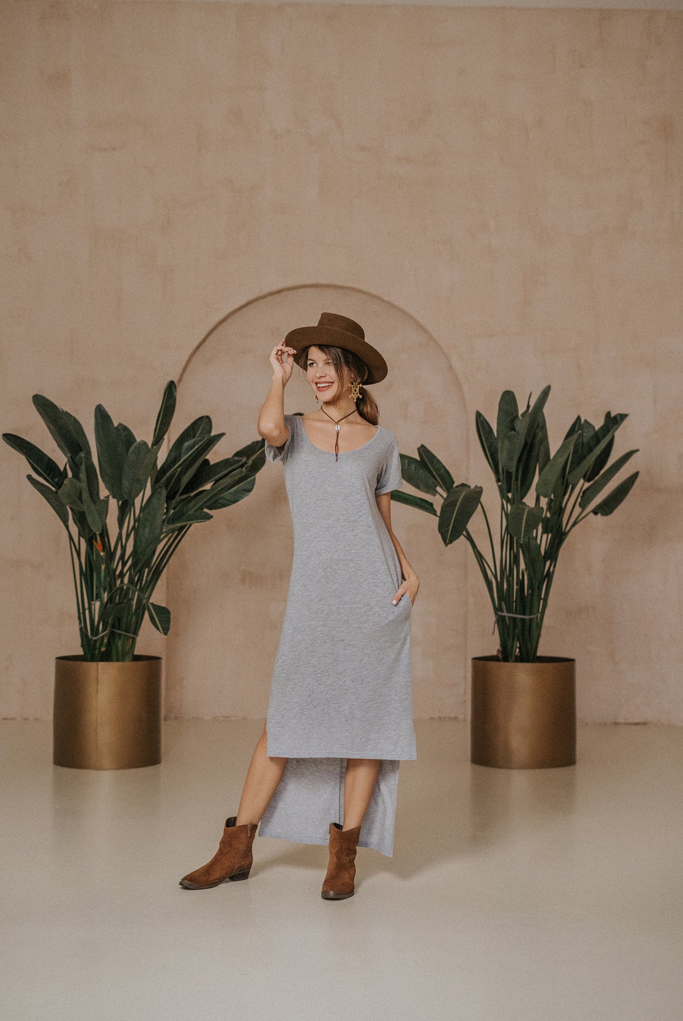 grey jersey t shirt dress Lennox Jersey Midi T-Shirt Dress