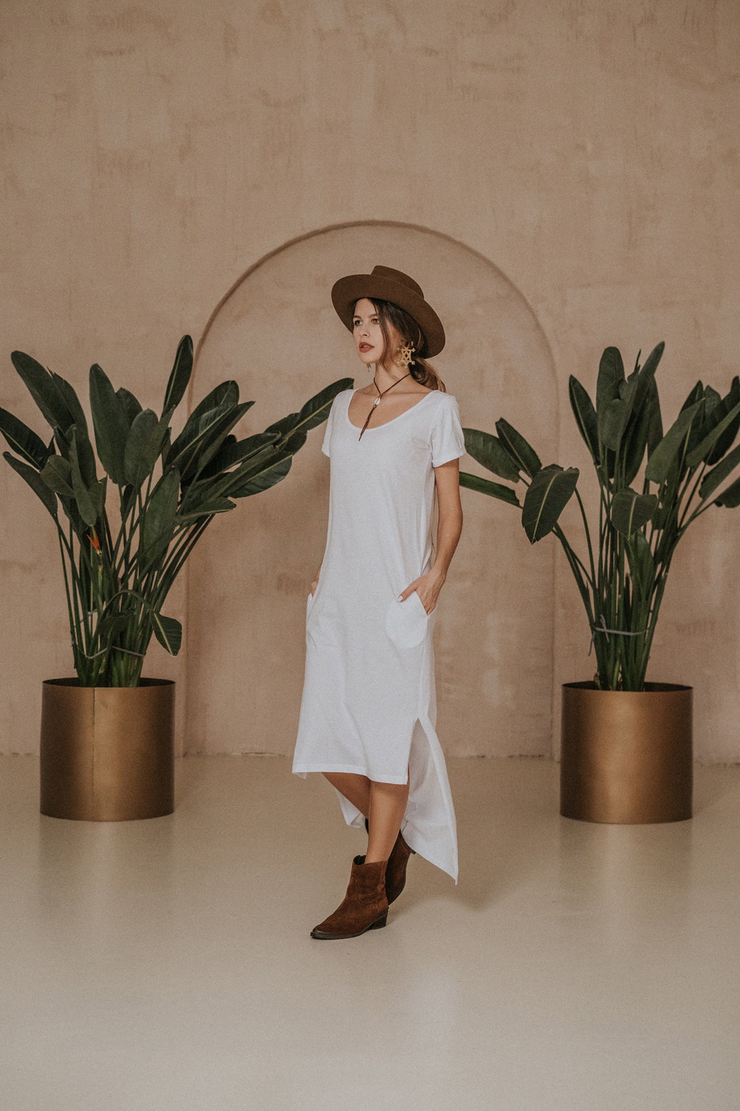 Set of 6 The Elizabeth Pure White T-Shirt Dress (S,M,L)