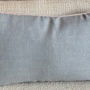 Gray Linen pillow with contrast welt cord in blush/Pink