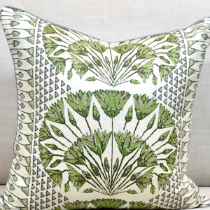 Anna French Thibaut Cairo in Green and white pillow cover from the Savoy Collection. Custom Sizes Available