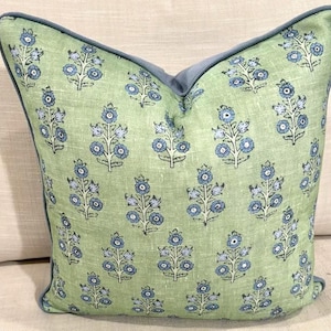 Kravet Green and Blue Small scale floral pillowcover
