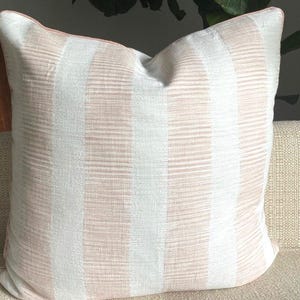 Attleboro Ikat By Schumacher Pillow Cover In Blush and White Inquire for custom options and sizes