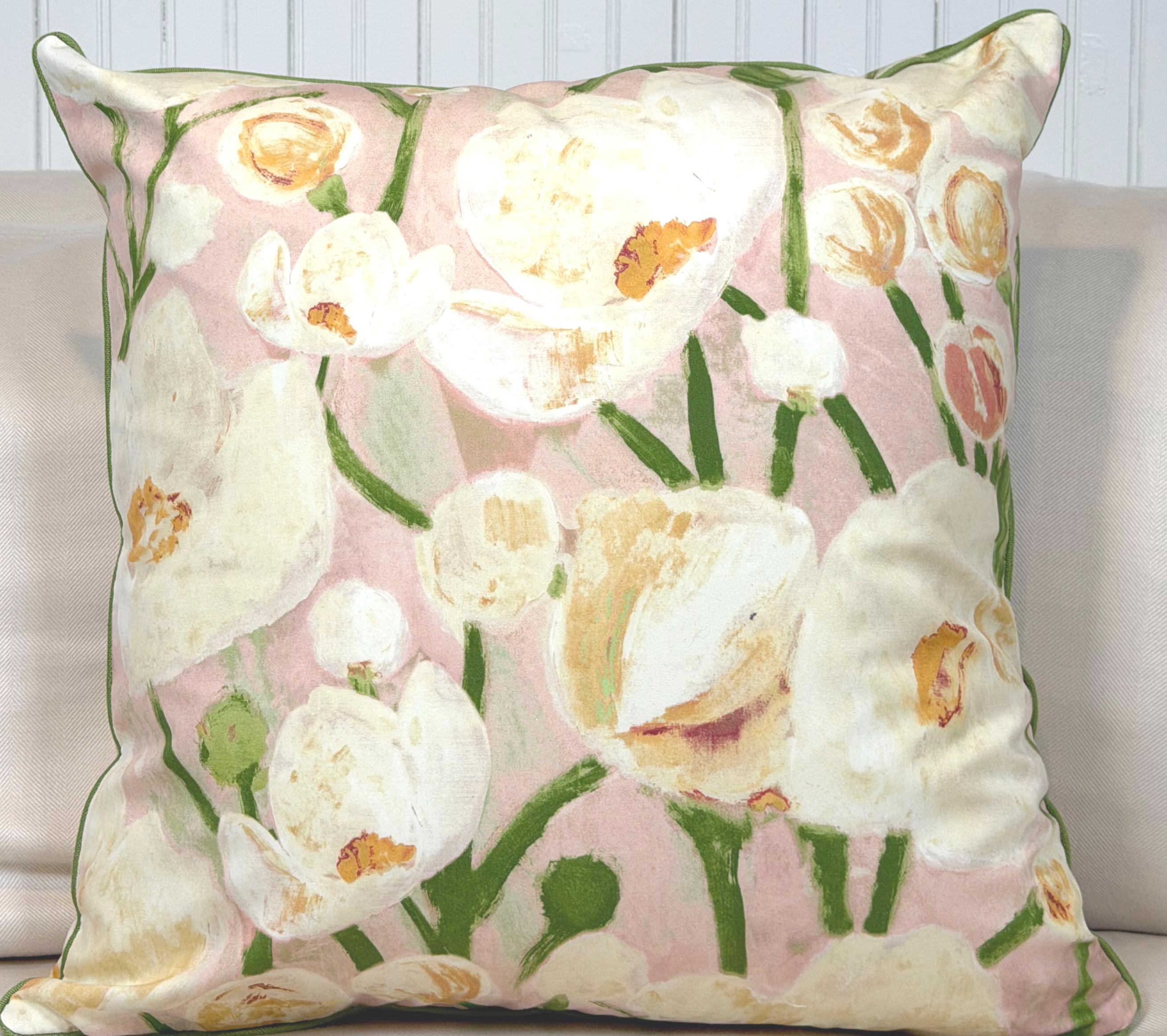 ✴︎直輸入✴︎1940’s 希少 チェキトゥル トルコ Tulu クッションカバー♡ Thibaut Tivoli Seashell Pink Flowers Pillow Cover - Etsy