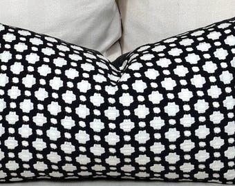 Schumacher Betwixt Black and White Pillow cover