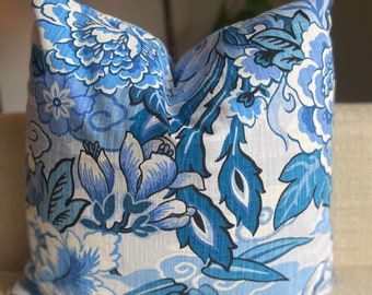 Floral Print blue pillow cover in 20x20