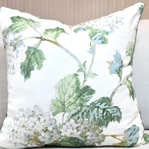 Thibaut Sussex Hydrangea Pillow cover  from the Bristol Collection in White and Green