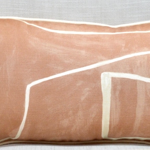 Small 11x21 Pillow cover in  Graffito by Kravet&#39;s Lee Jofa  Modern Color is Salmon and Cream