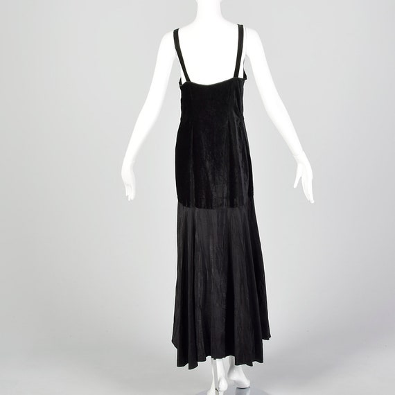 XS 1930s Drop Waist Velvet and Moire Silk Evening… - image 3