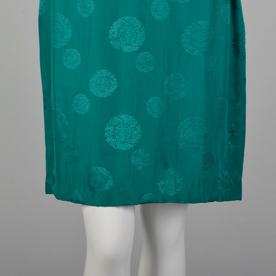 Small 1960s Green Dress Silk Asian Chinese Inspir… - image 7