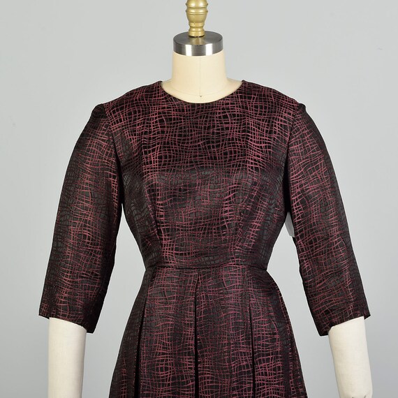 Small 1950s Black Pink Textured Cocktail Dress El… - image 7