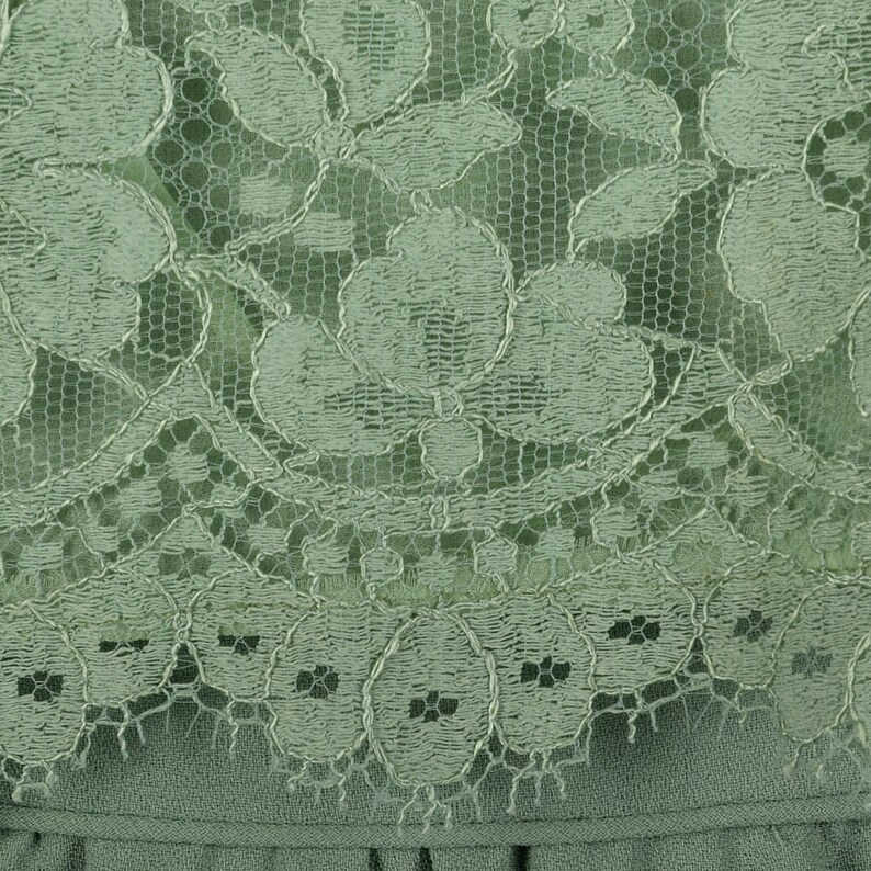 Medium Emma Domb 1960s Dress Green Cocktail Dress Lace Overlay Party Outfit Evening Wear Elbow Sleeves Summer Style Vintage 60s