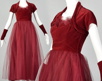 XXS 1940s Gown Vintage Prom Dress 40s Prom Dress Vintage Bridesmaid Dress Wrist Gauntlets Extra Small Prom