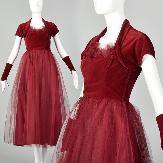 XXS 1940s Gown Vintage Prom Dress 40s Prom Dress V
