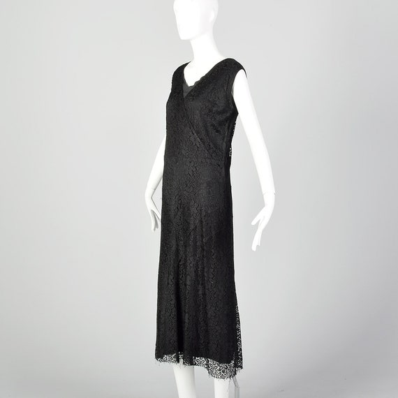 Large 1930s Black Lace Day Dress Floral Pattern S… - image 2