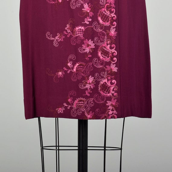 Large 1960s Fuchsia Embroidered Dress - image 8