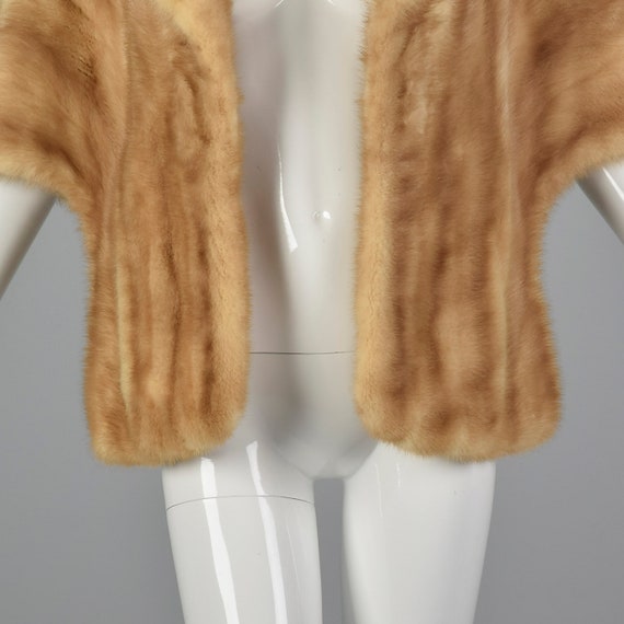 1960s Buff Mink Stole Front Pockets Fur Stole Min… - image 6