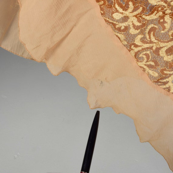 Small 1930s Dress Golden Brown Lace Dress Chiffon… - image 9
