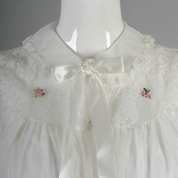 Small 1960s Nightgown Set White Lingerie Set Nigh… - image 6